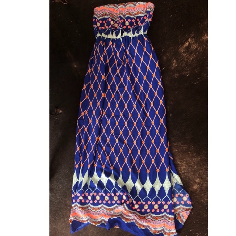 Colorful Strapless Maxi Dress